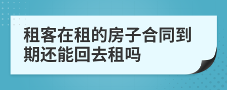 租客在租的房子合同到期还能回去租吗