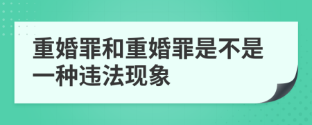 重婚罪和重婚罪是不是一种违法现象