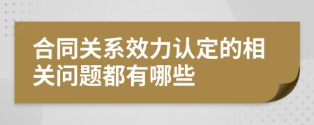 合同关系效力认定的相关问题都有哪些