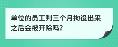 单位的员工判三个月拘役出来之后会被开除吗？