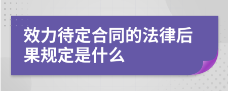 效力待定合同的法律后果规定是什么