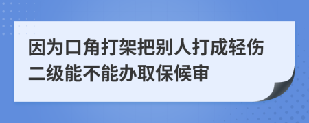 因为口角打架把别人打成轻伤二级能不能办取保候审