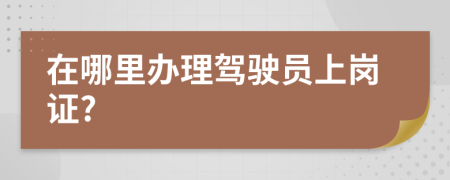 在哪里办理驾驶员上岗证?