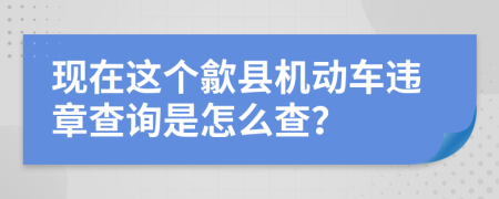 现在这个歙县机动车违章查询是怎么查？