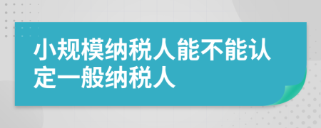 小规模纳税人能不能认定一般纳税人