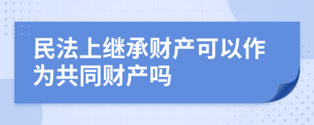 民法上继承财产可以作为共同财产吗