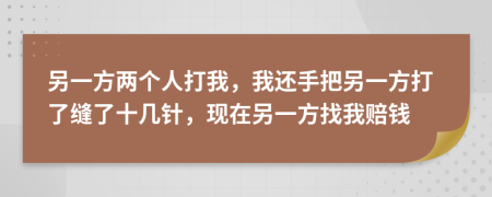 另一方两个人打我，我还手把另一方打了缝了十几针，现在另一方找我赔钱