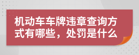 机动车车牌违章查询方式有哪些，处罚是什么