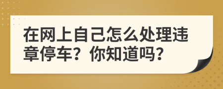 在网上自己怎么处理违章停车？你知道吗？