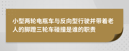 小型两轮电瓶车与反向型行驶并带着老人的脚蹬三轮车碰撞是谁的职责