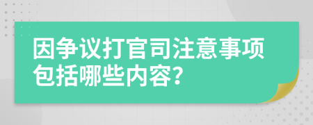 因争议打官司注意事项包括哪些内容？