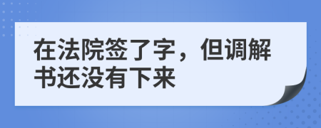 在法院签了字，但调解书还没有下来