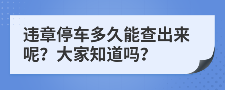 违章停车多久能查出来呢？大家知道吗？