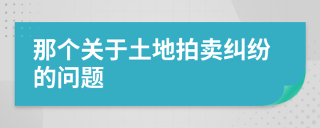 那个关于土地拍卖纠纷的问题