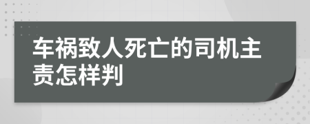 车祸致人死亡的司机主责怎样判