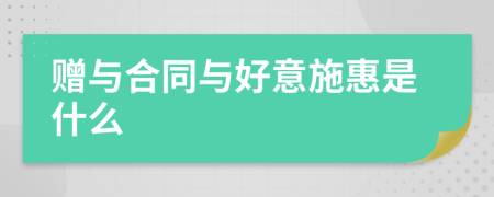 赠与合同与好意施惠是什么