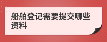 船舶登记需要提交哪些资料