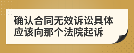 确认合同无效诉讼具体应该向那个法院起诉