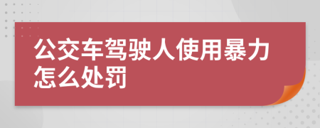 公交车驾驶人使用暴力怎么处罚