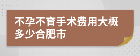 不孕不育手术费用大概多少合肥市