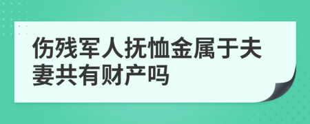 伤残军人抚恤金属于夫妻共有财产吗