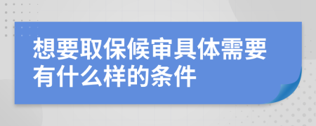 想要取保候审具体需要有什么样的条件