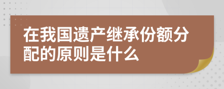 在我国遗产继承份额分配的原则是什么