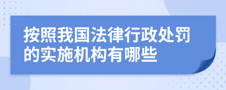 按照我国法律行政处罚的实施机构有哪些