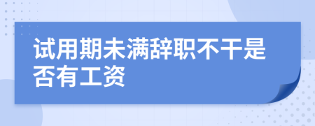 试用期未满辞职不干是否有工资
