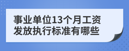 事业单位13个月工资发放执行标准有哪些