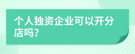 个人独资企业可以开分店吗？