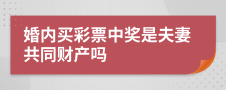 婚内买彩票中奖是夫妻共同财产吗