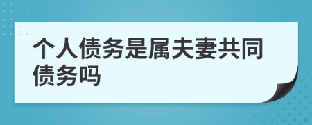 个人债务是属夫妻共同债务吗