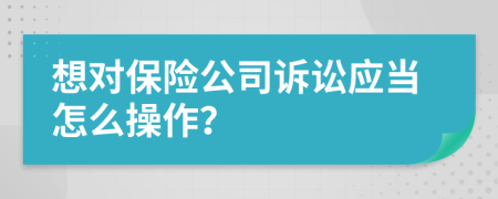 想对保险公司诉讼应当怎么操作？