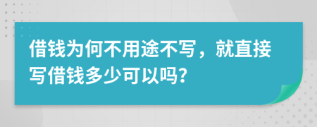 借钱为何不用途不写，就直接写借钱多少可以吗？