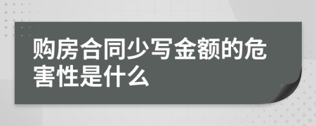 购房合同少写金额的危害性是什么