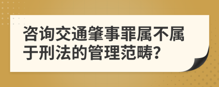 咨询交通肇事罪属不属于刑法的管理范畴？