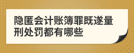 隐匿会计账簿罪既遂量刑处罚都有哪些