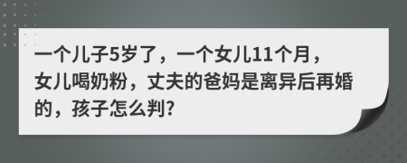 一个儿子5岁了，一个女儿11个月，女儿喝奶粉，丈夫的爸妈是离异后再婚的，孩子怎么判?