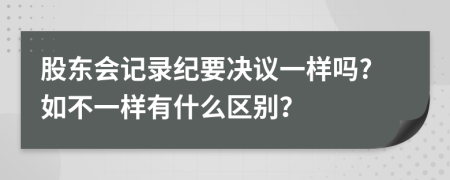 股东会记录纪要决议一样吗?如不一样有什么区别？