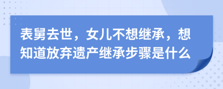 表舅去世，女儿不想继承，想知道放弃遗产继承步骤是什么