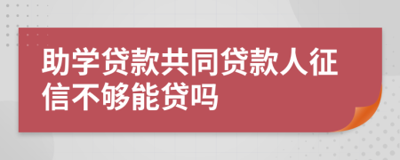 助学贷款共同贷款人征信不够能贷吗