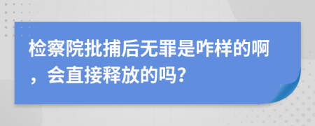 检察院批捕后无罪是咋样的啊，会直接释放的吗？