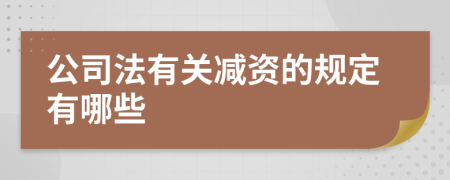 公司法有关减资的规定有哪些