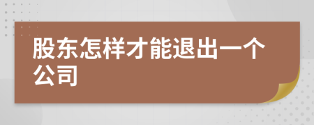 股东怎样才能退出一个公司