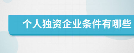 个人独资企业条件有哪些