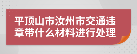 平顶山市汝州市交通违章带什么材料进行处理