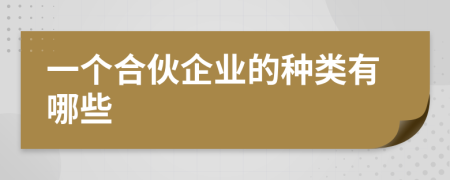 一个合伙企业的种类有哪些