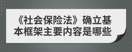 《社会保险法》确立基本框架主要内容是哪些