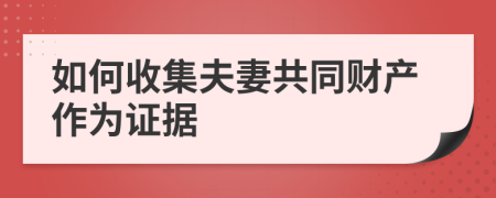 如何收集夫妻共同财产作为证据